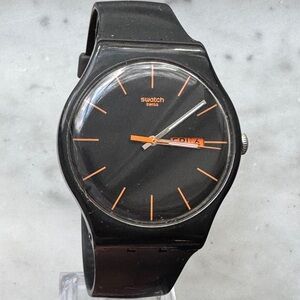 Swatch SUOB704 Dark Rebel Silicon Strap Men’s Watch w/ New Battery